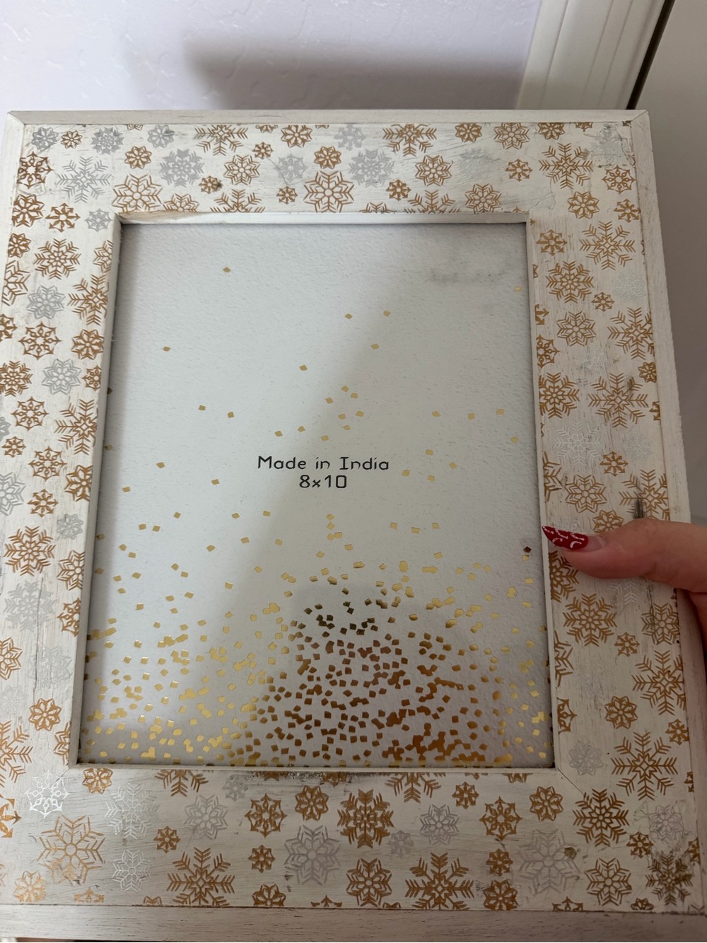 White and Gold Snowflake 8x10 Photo Frame